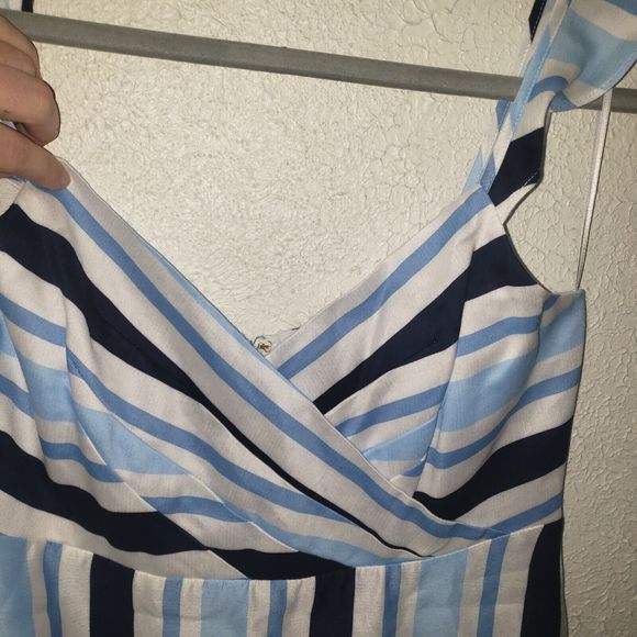 NWT Draper James Sz 10 Blue & White Stripe Midi Dress Sleeveless Modern Classic - Picture 5 of 14